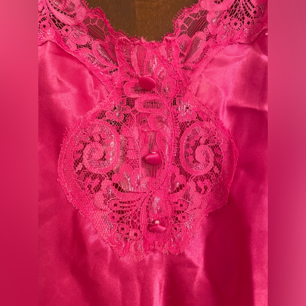 Sexy Hot Pink Nightie Lacy Silky Size 2X